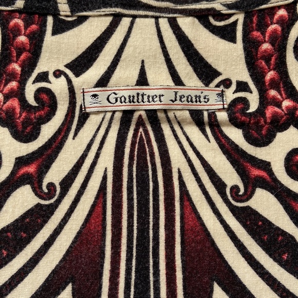 Jean Paul Gaultier 90s Vintage Tee Tattoo Skeleton T-shirt Back Slit 38 M fits S - Picture 7 of 17